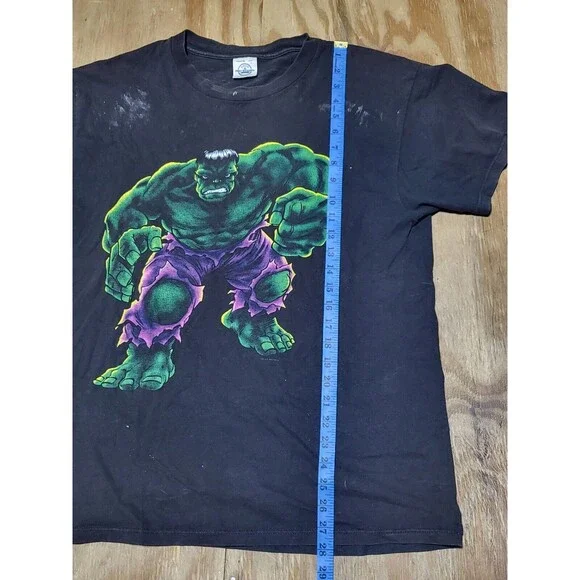 Marvel Incredible Hulk Tee Black Shortsleeve T-Shirt Men L Knit @H11